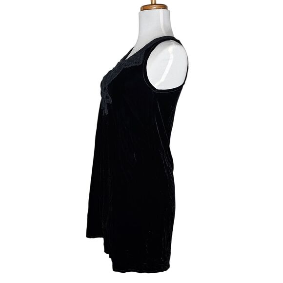 Vtg Y2K Crochet Velvet Silk Blend Mini Shift Dress Max Studio S.P. Black Goth XS - Picture 5 of 12